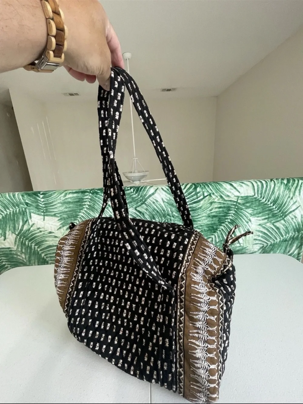 Vera Bradley Black and Brown Patterned Quilted Tote